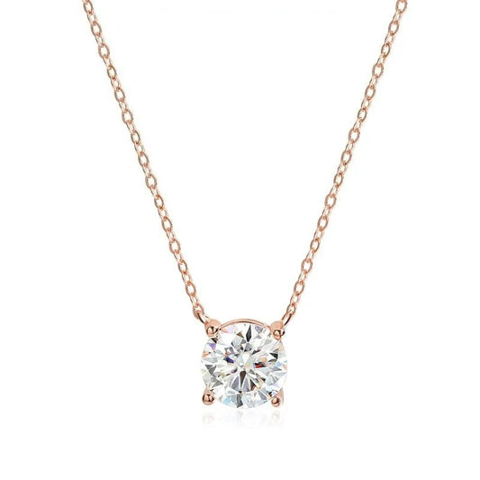Round Cut 1-5CT Moissanite Necklace in 925 Sterling Silver Chain