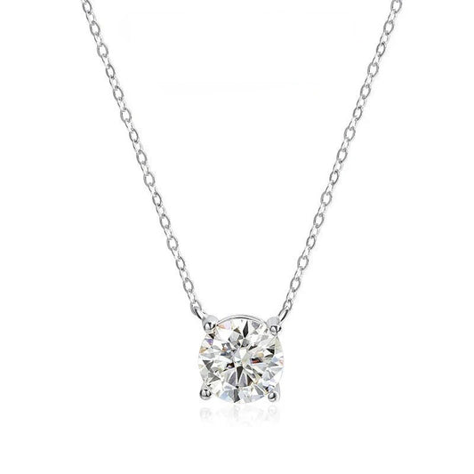 Round Cut 1-5CT Moissanite Necklace in 925 Sterling Silver Chain