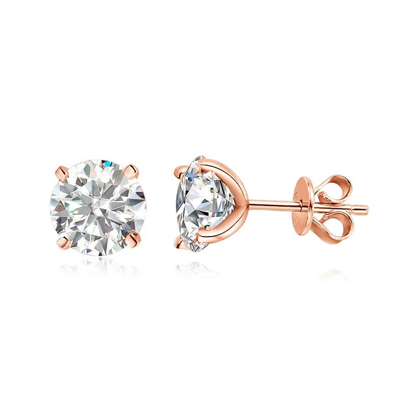 Round Cut 0.2-3CT Moissanite Stud Earrings With 925 Sterling Silver And 18k Gold Plating