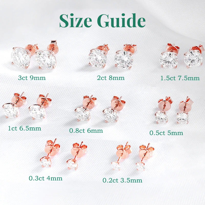 Round Cut 0.2-3CT Moissanite Stud Earrings With 925 Sterling Silver And 18k Gold Plating