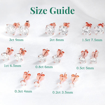 Round Cut 0.2-3CT Moissanite Stud Earrings With 925 Sterling Silver And 18k Gold Plating