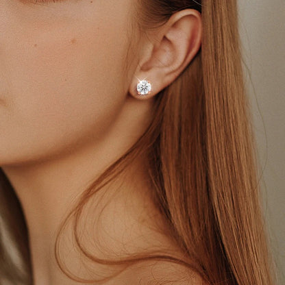 Round Cut 0.2-3CT Moissanite Stud Earrings With 925 Sterling Silver And 18k Gold Plating