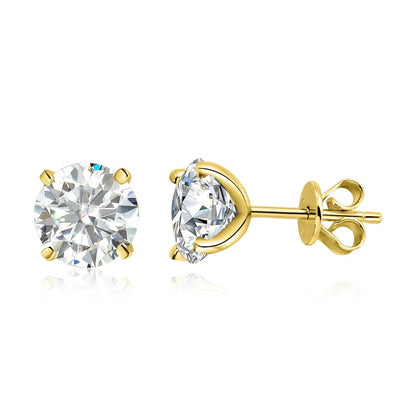 Round Cut 0.2-3CT Moissanite Stud Earrings With 925 Sterling Silver And 18k Gold Plating