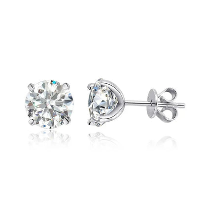 Round Cut 0.2-3CT Moissanite Stud Earrings With 925 Sterling Silver And 18k Gold Plating